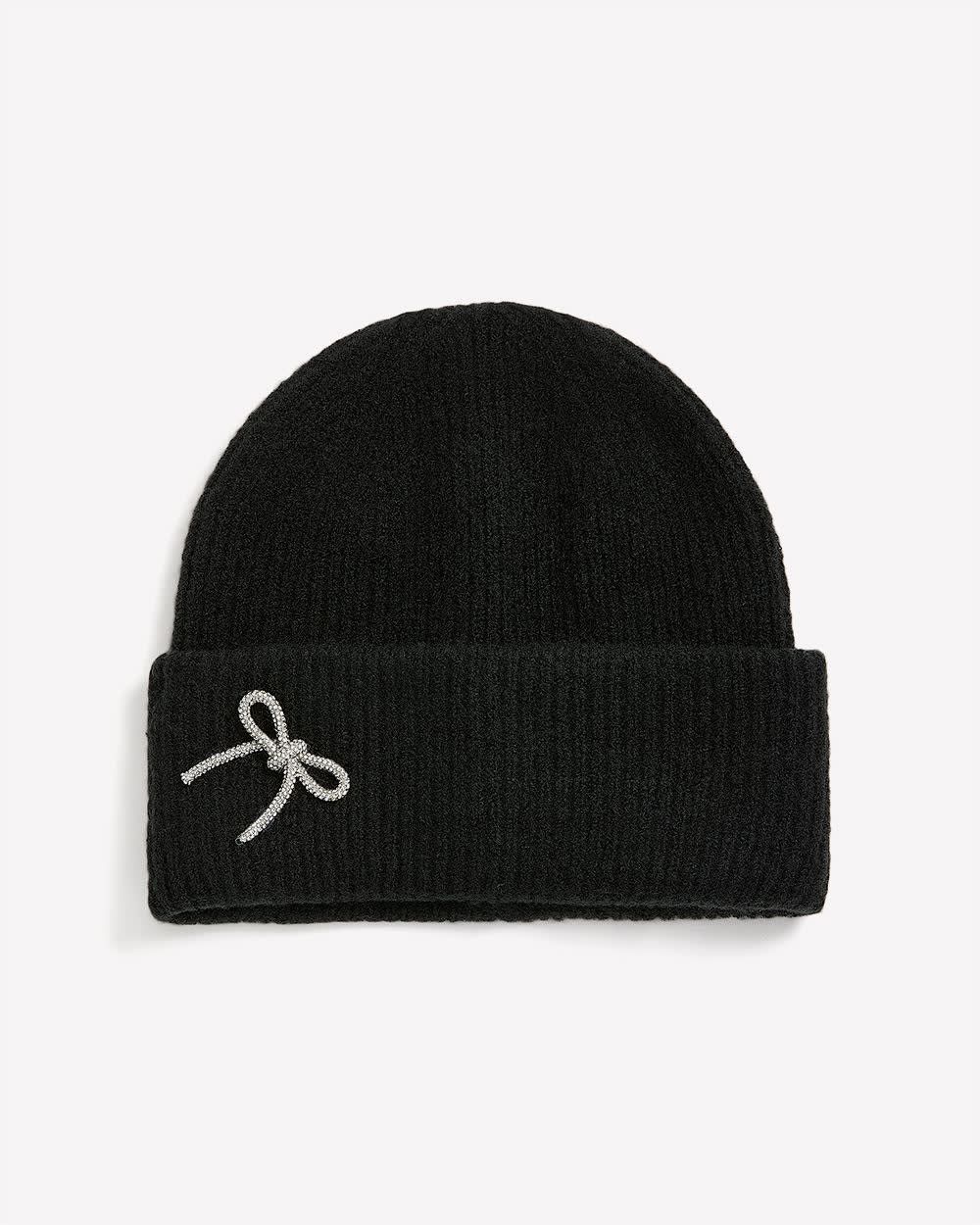 Bonnet en tricot côtelé avec boucle scintillante