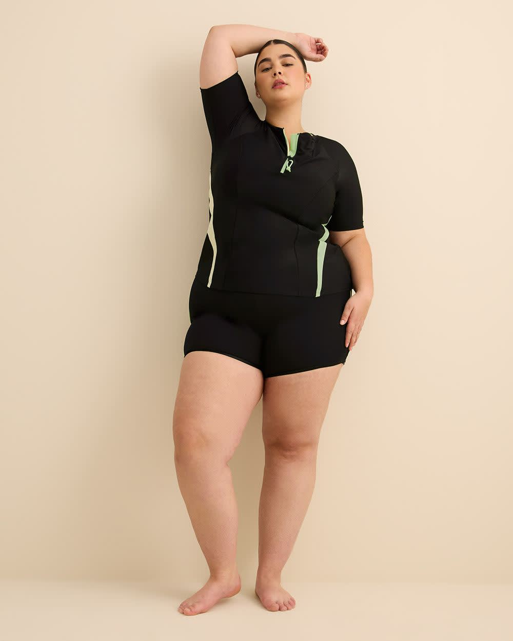 Black Short-Sleeve Rashguard with Built-In Bra - Active Zone