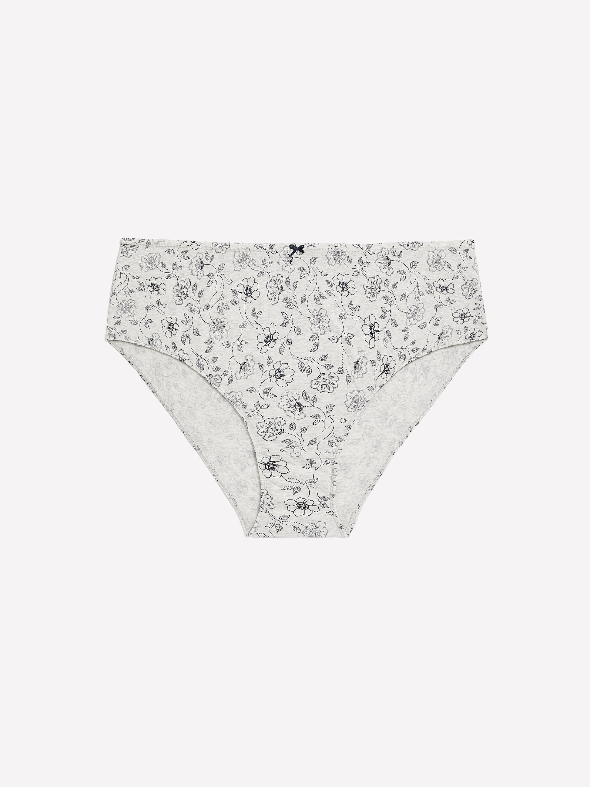 High-Cut Heather Cotton Brief with Dotted Floral Print - ti Voglio