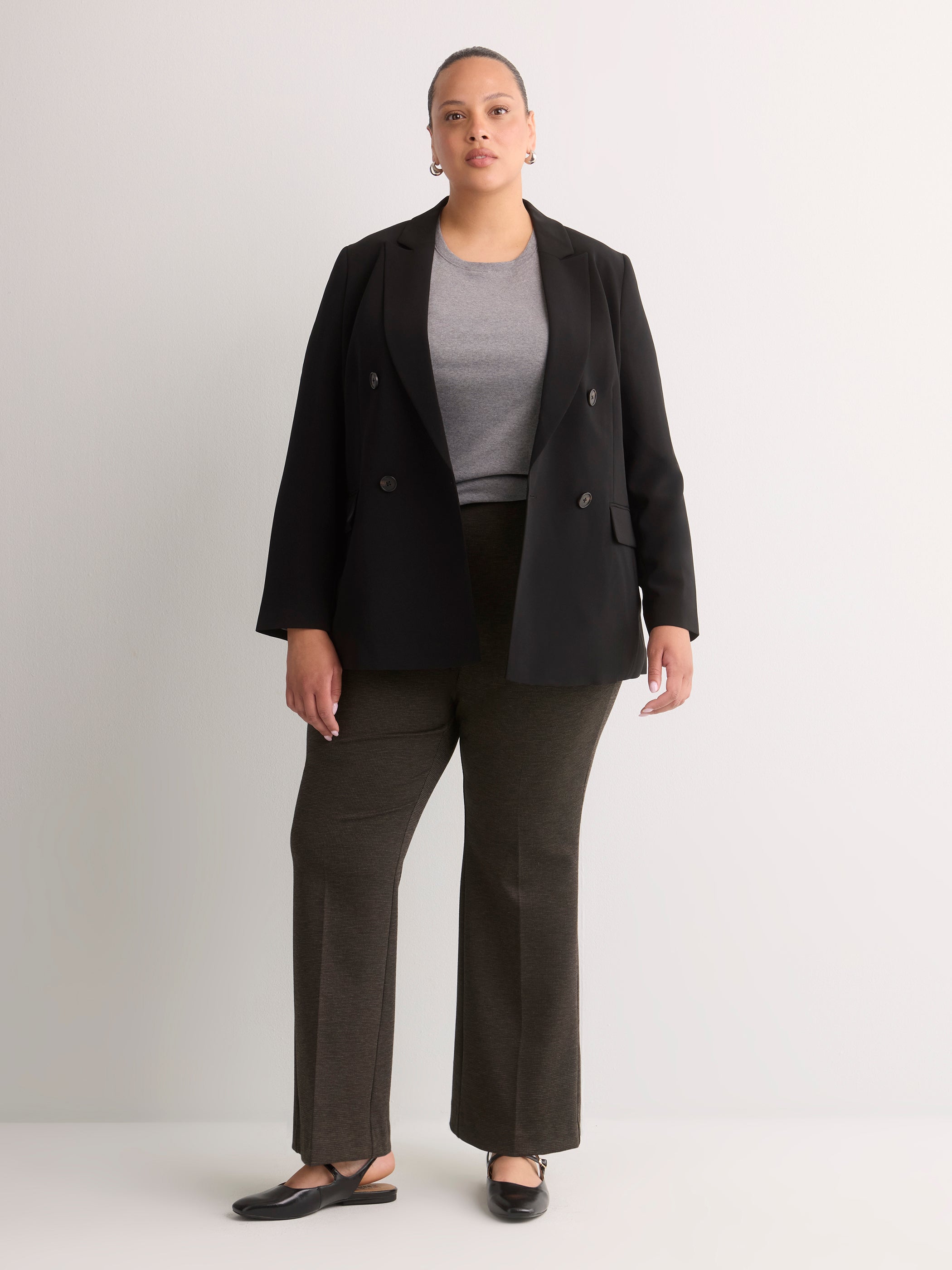 Mixed Brown Bootcut Pull-On Knit Pant, Essential Pant