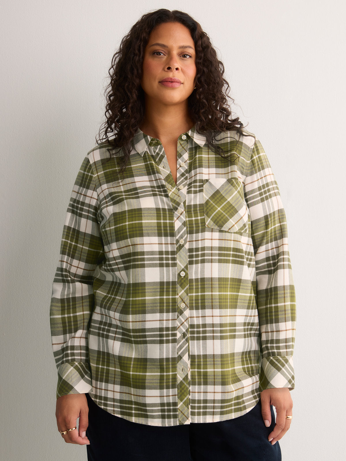 Plaid Flannel Buttoned-Down Tunic Shirt