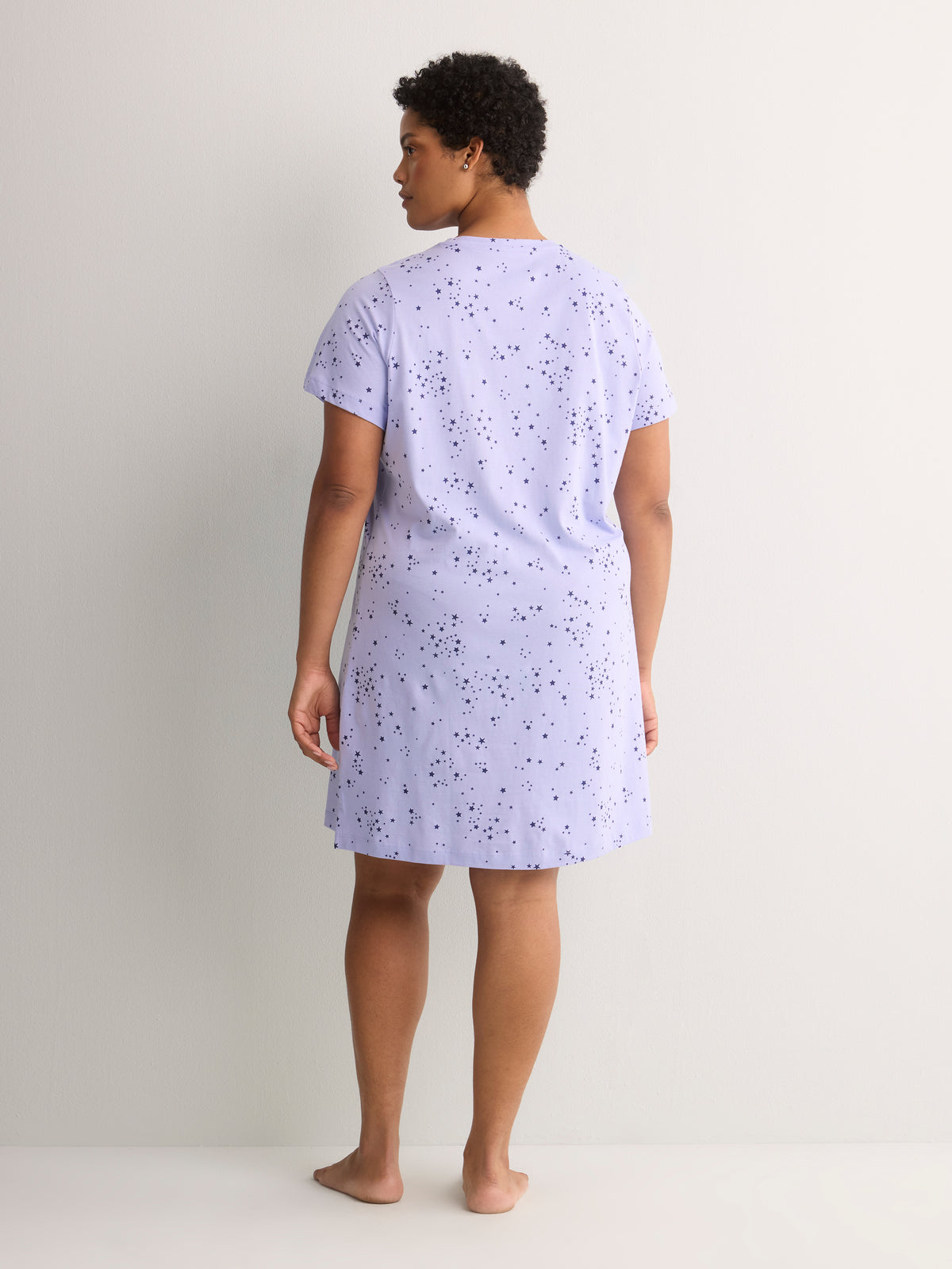 Lavender Mini-Star-Print Short Sleepshirt - tiVOGLIO