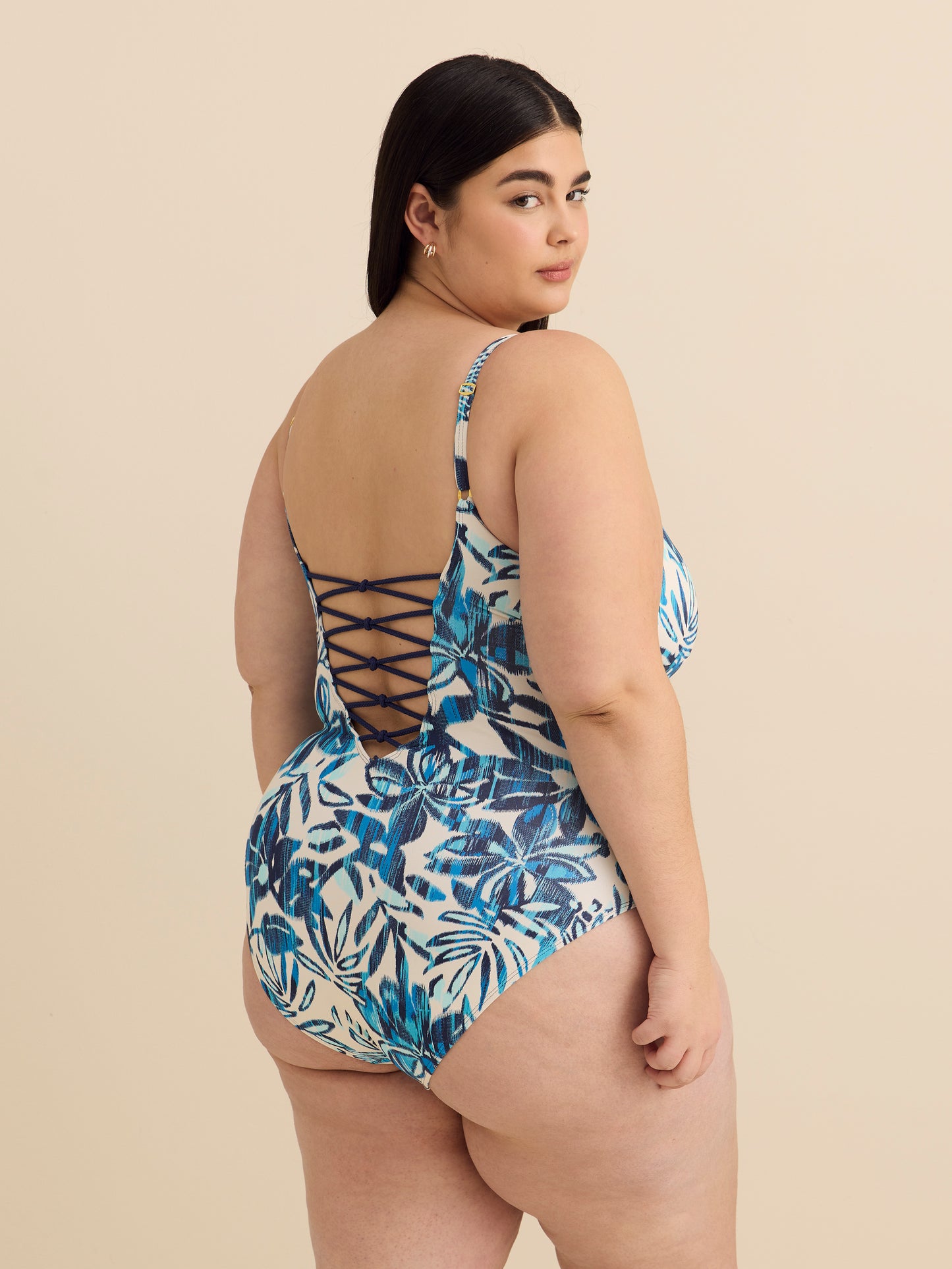 Maillot de bain une pièce lacé au devant - Bleu Rod Beattie 