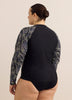 Black Wave-Print Long-Sleeve Rashguard - Active Zone