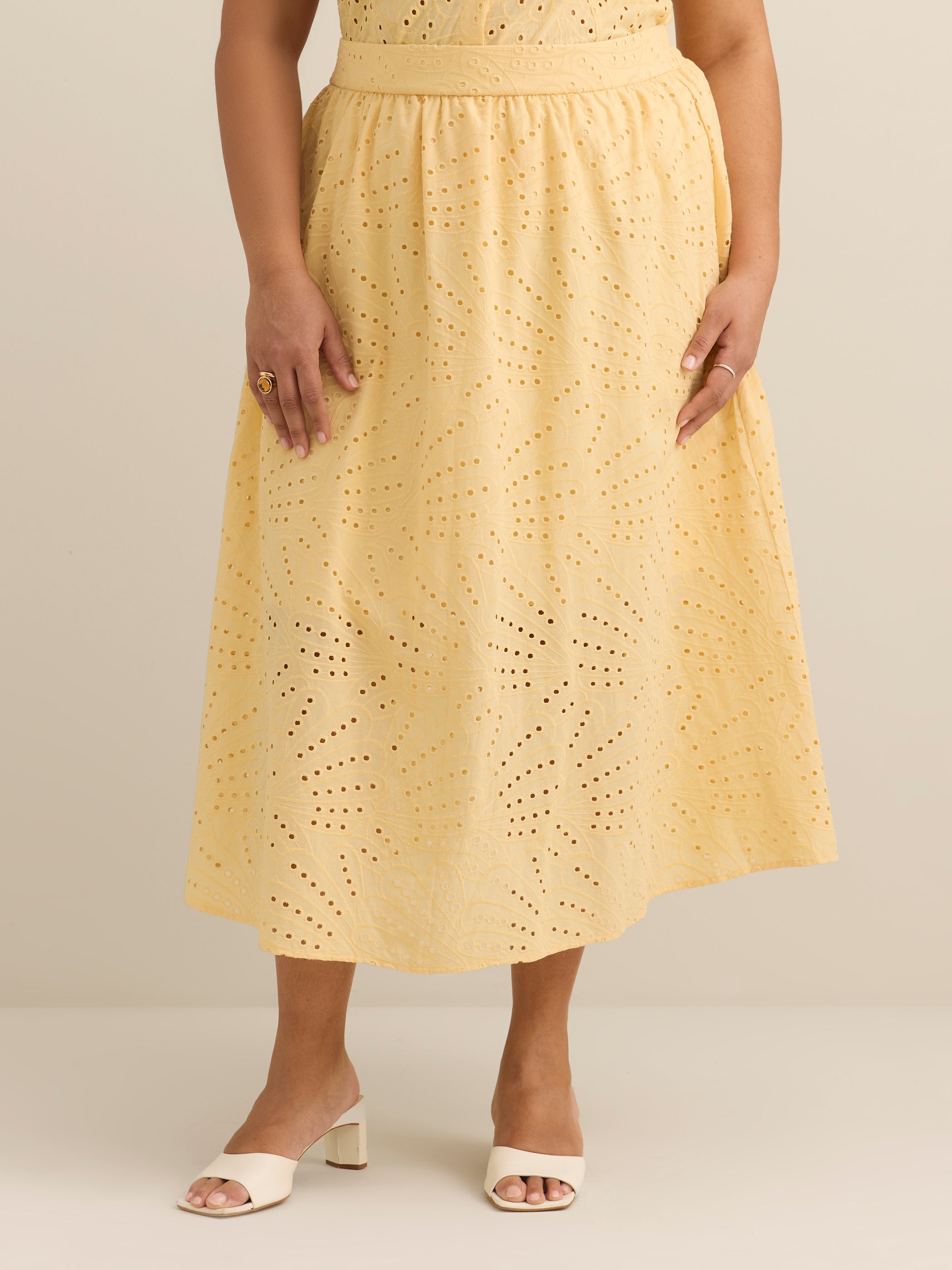 Embroidered Cotton Midi Skirt