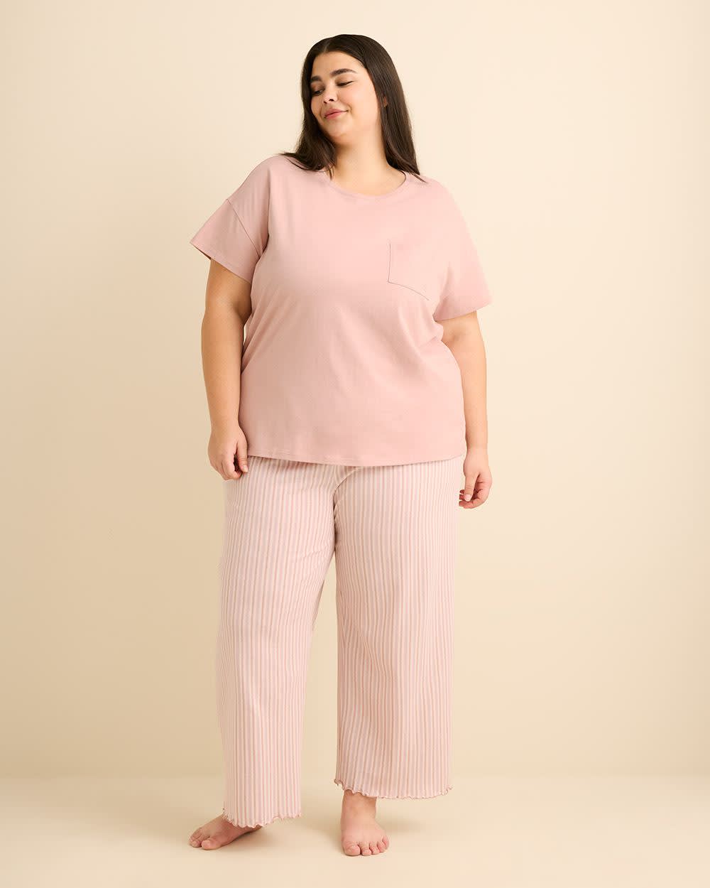 T-shirt de pyjama à manches courtes avec broderie, coupe carrée - ti Voglio