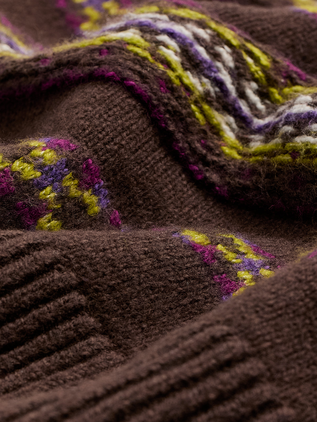 Brown Fair Isle Crew-Neck Sweater