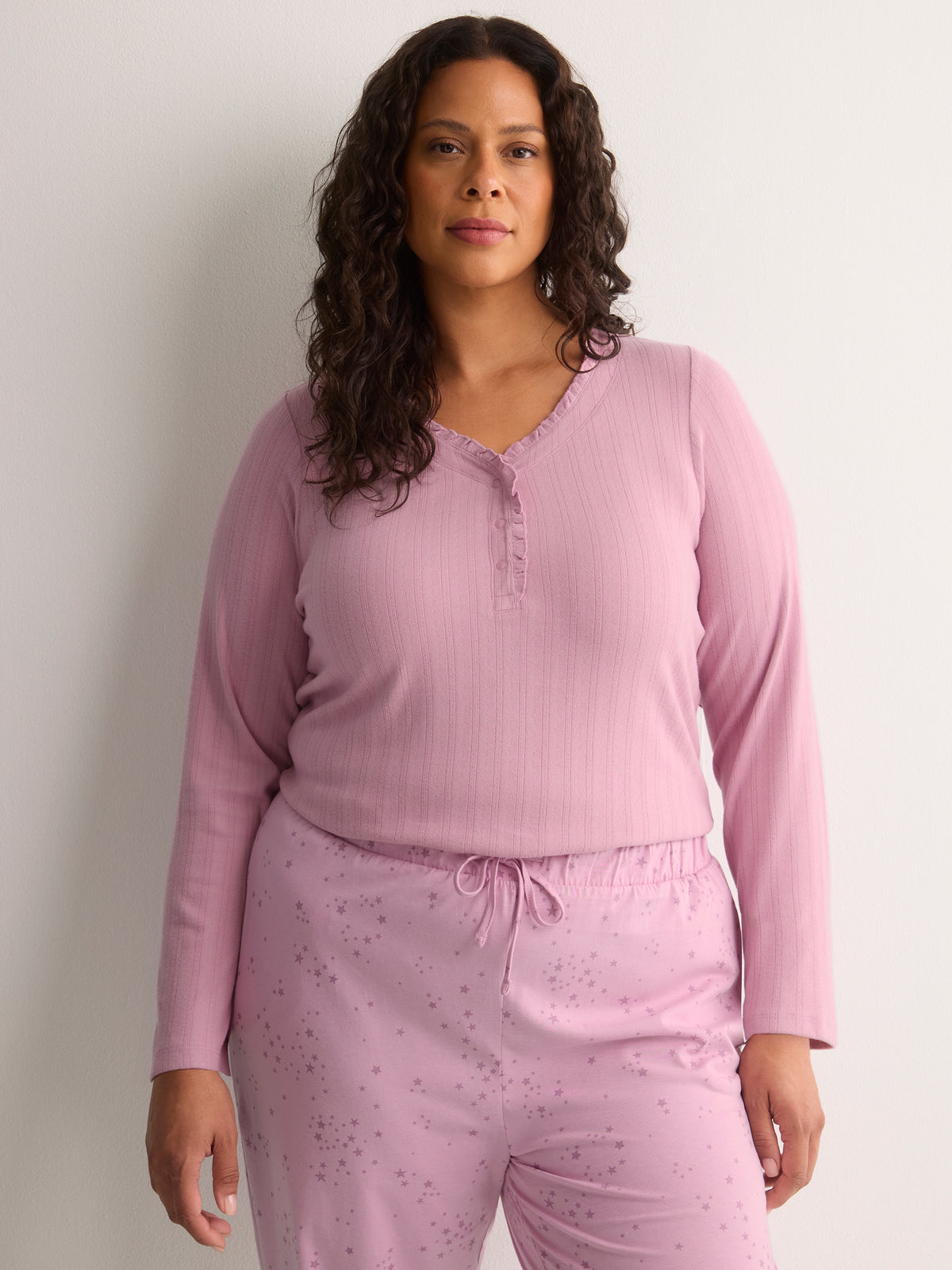 Modern-Fit Pointelle Henley Sleep Top - tiVOGLIO