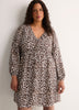 V-Neck Long Balloon Sleeve Empire Waist Dress