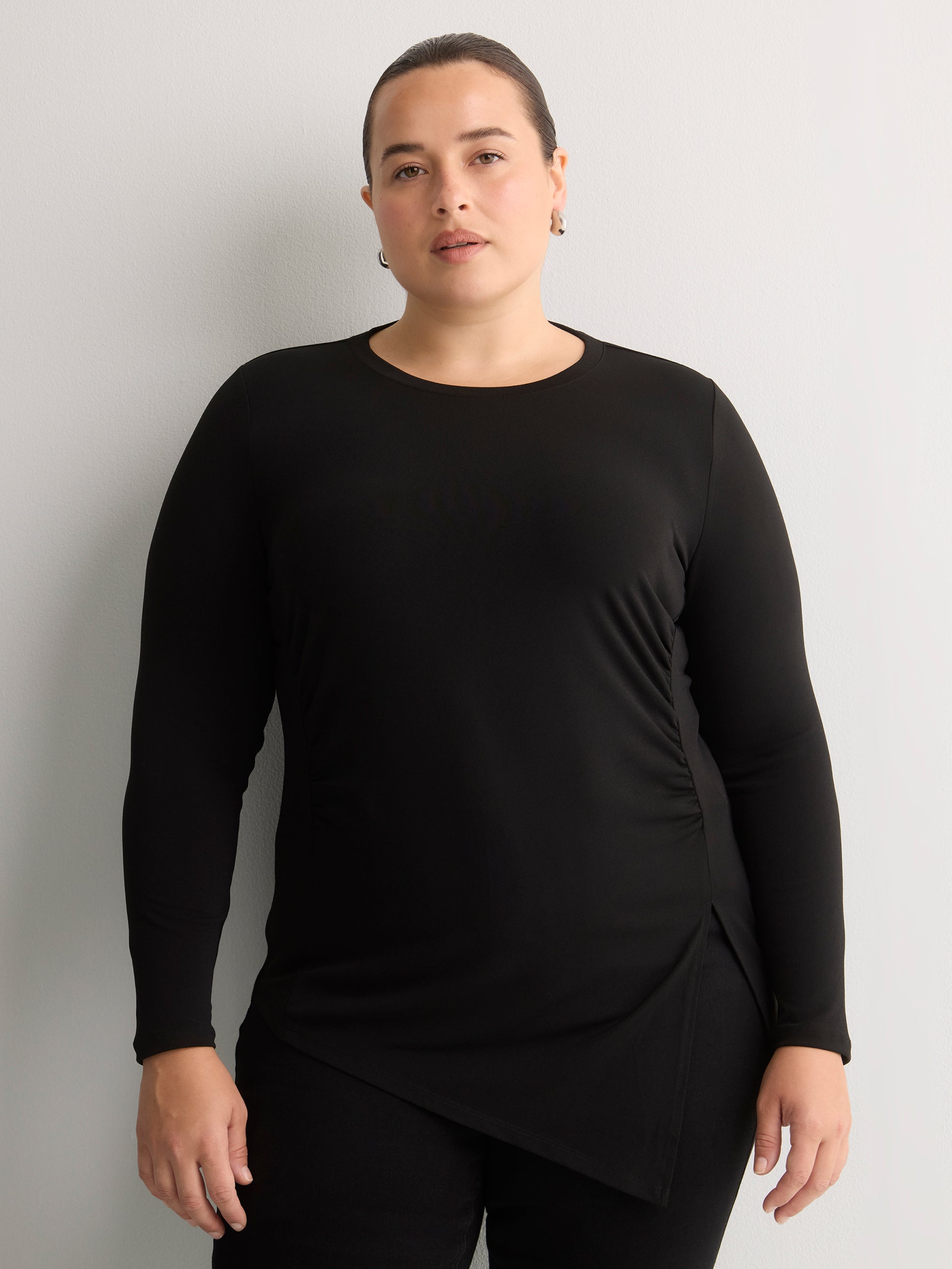 Asymmetric Ruched Knit Shirt