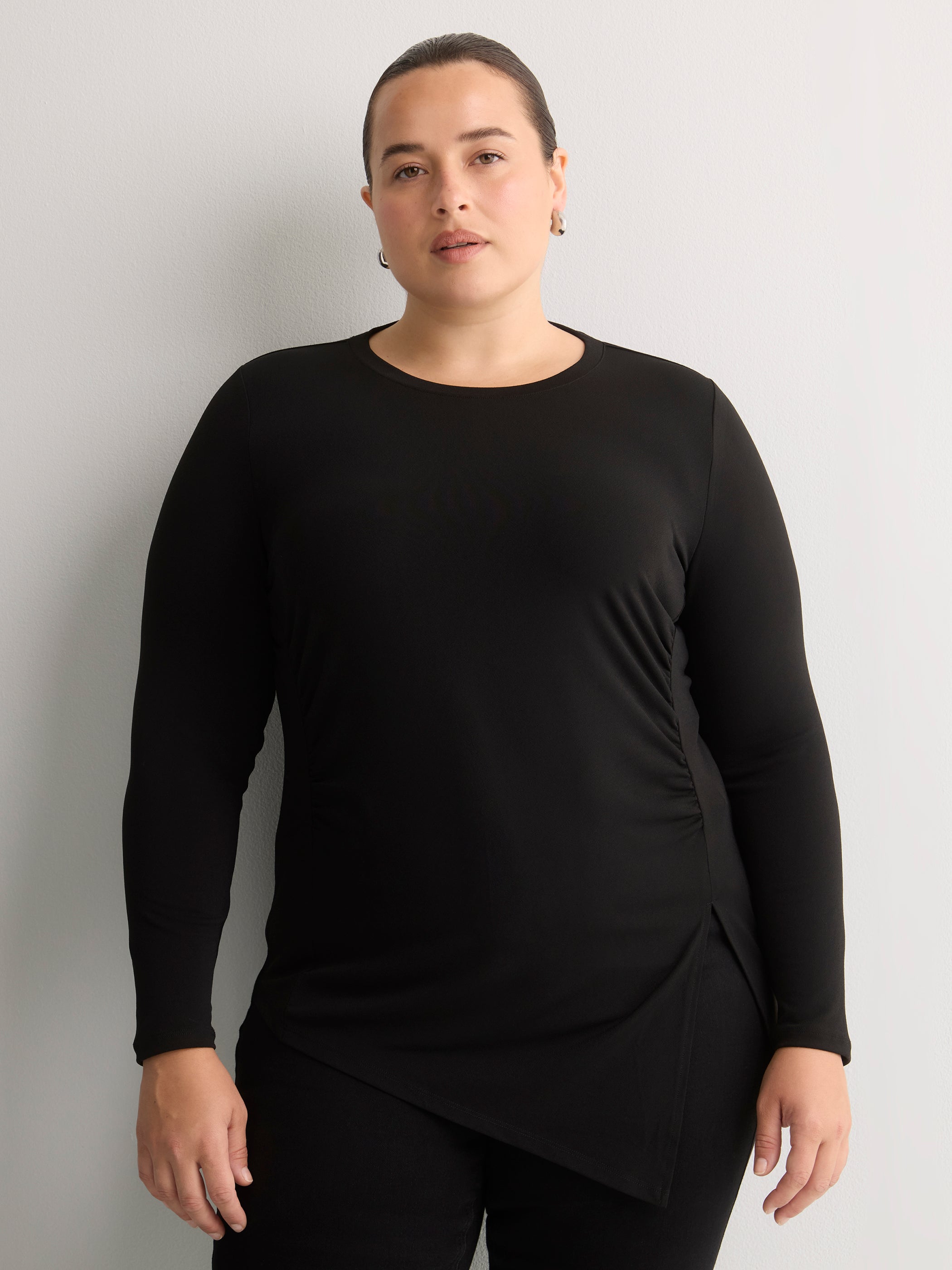 Asymmetric Ruched Knit Shirt