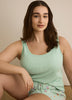 Green Rib Tank Top and Ice Cream-Print Boxer Pyjama Set - ti Voglio