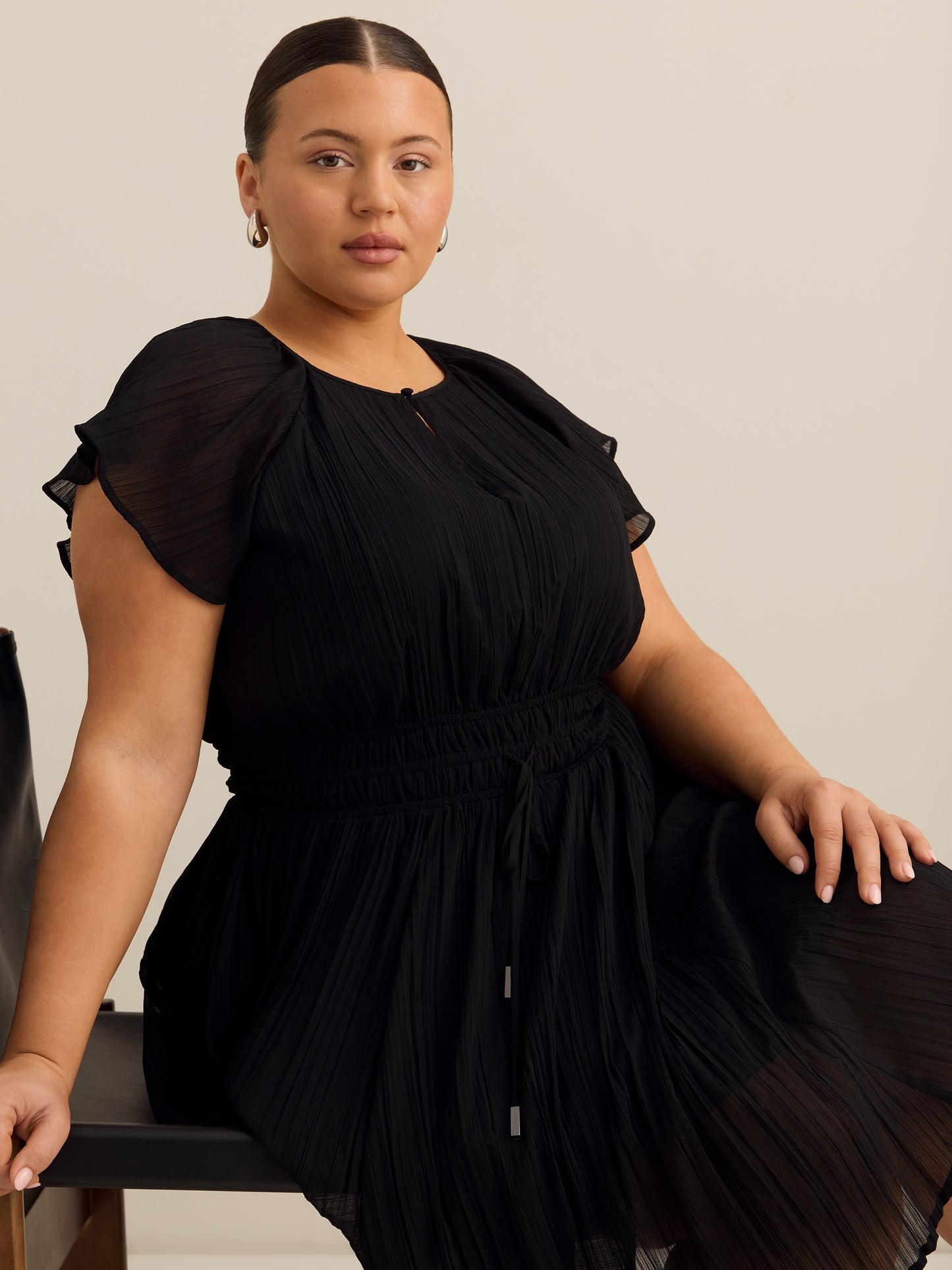 Raglan Short-Sleeve Dress with Elastic Waist - Addition Elle