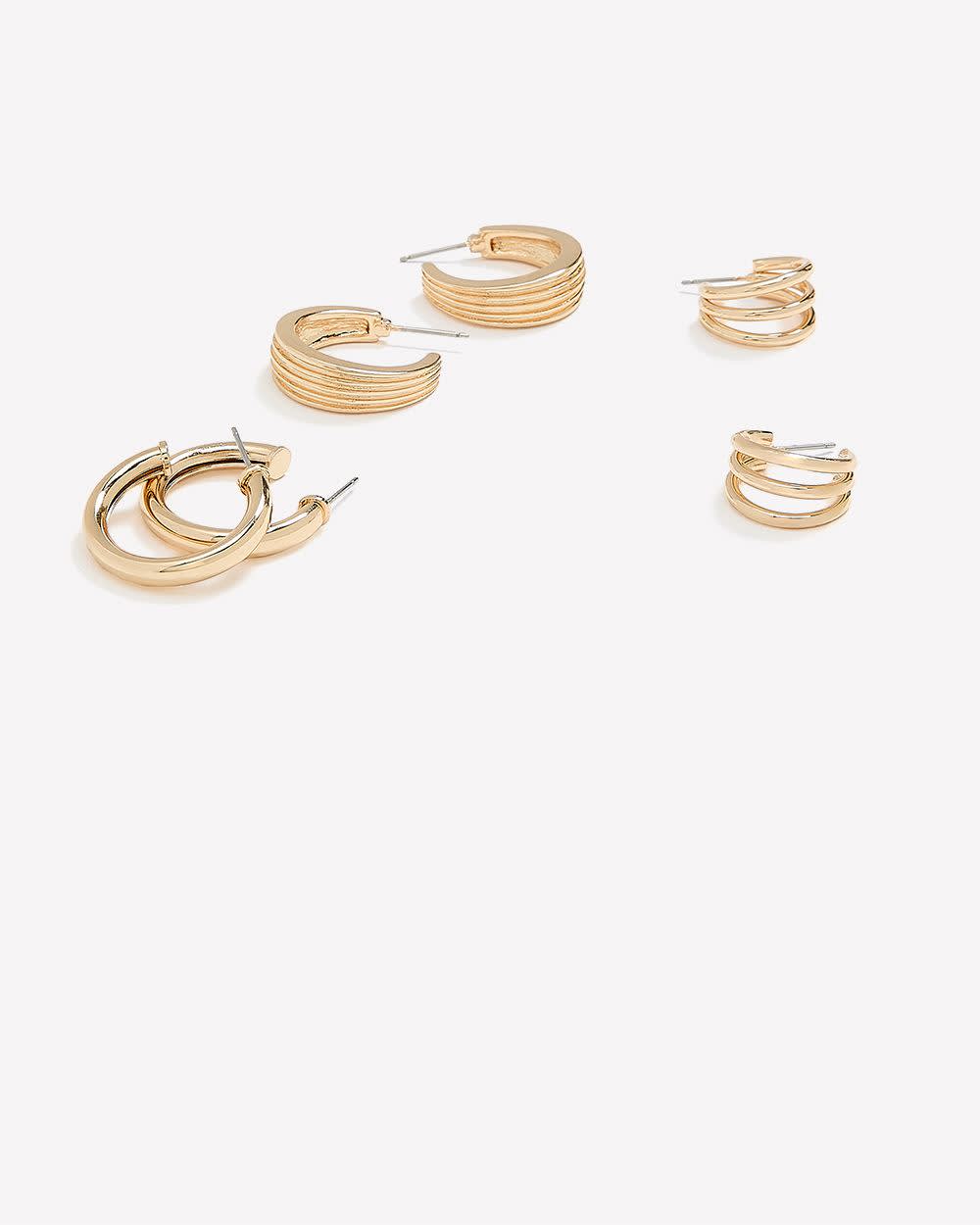 Assorted Small Hoop Earrings, Set of 3