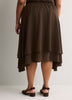Romantic Brown Chiffon Pull-On Midi Skirt