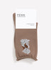 Taupe Rolled-Edge Crew Socks with Cat Placement Print