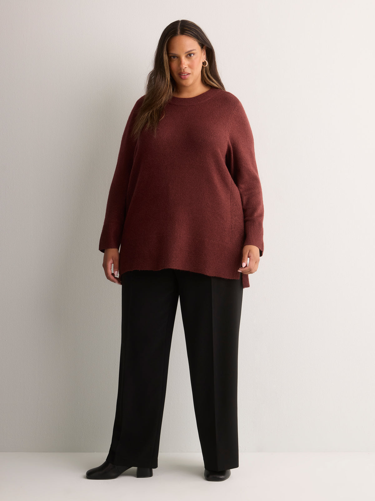 Lurex Crew-Neck Tunic Sweater