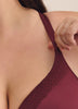 Underwire Burgundy Contour T-Shirt Bra with Lace - Déesse Collection
