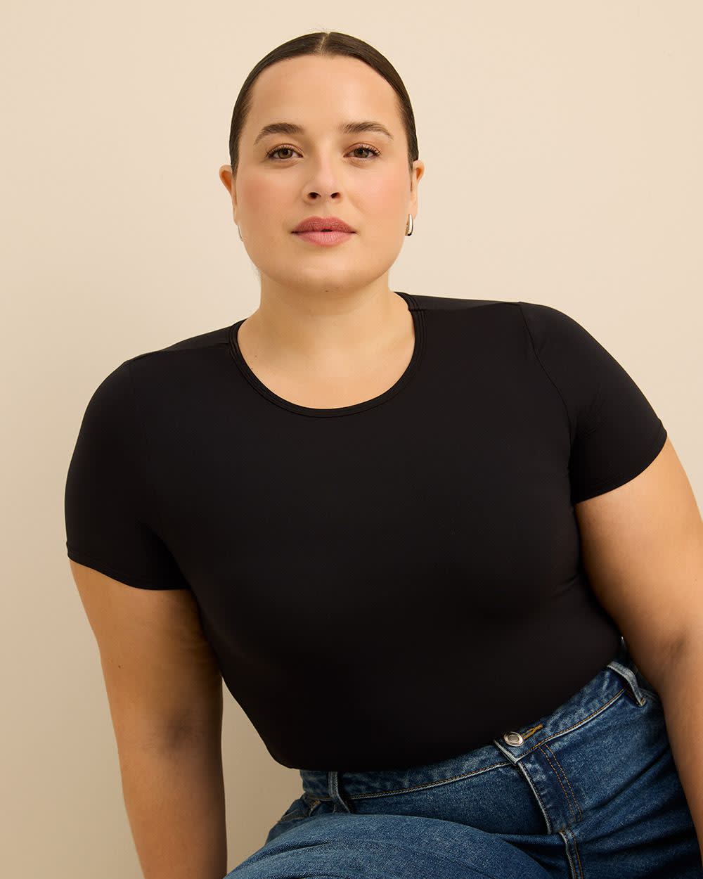 Cheeky Black Knit Short-Sleeve Bodysuit - ti Voglio