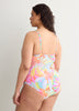 Floral Shirred Scoop-Neck One-Piece Swim Suit - Bleu by Rod Beattie