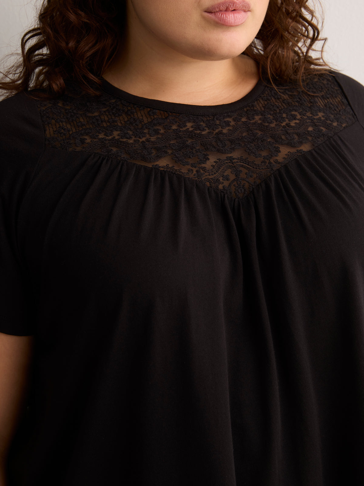 Slight Swing Top with Embroidered Yoke
