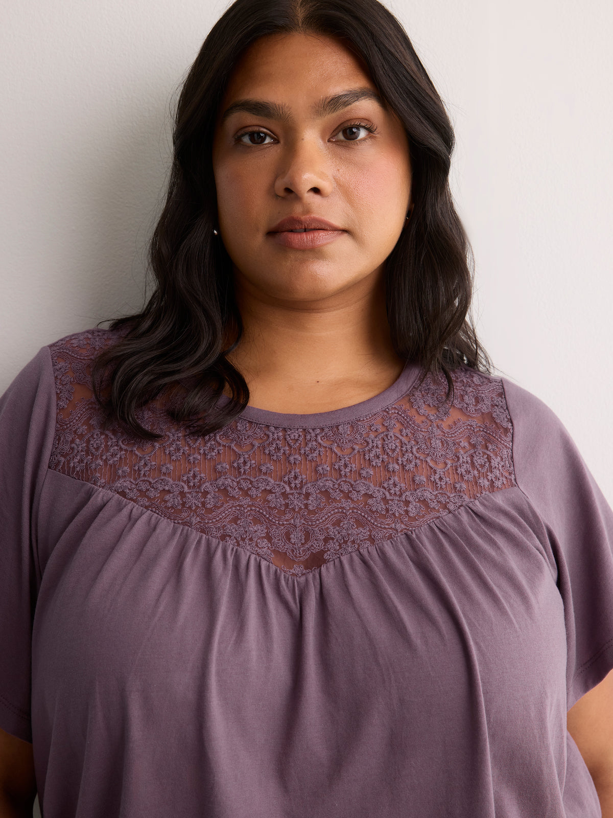 Slight Swing Top with Embroidered Yoke