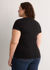 Ribbed Knit Fitted Short-Sleeve T-Shirt