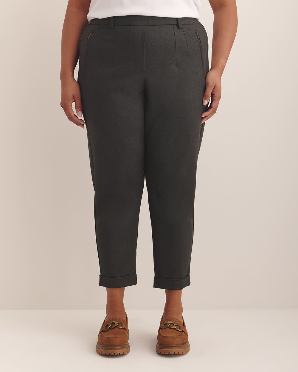 Petite, Striped Ponte de Roma Tapered-Leg Pant