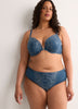 Cheeky Blue Microfibre Brief with Embroidered Mesh - Déesse