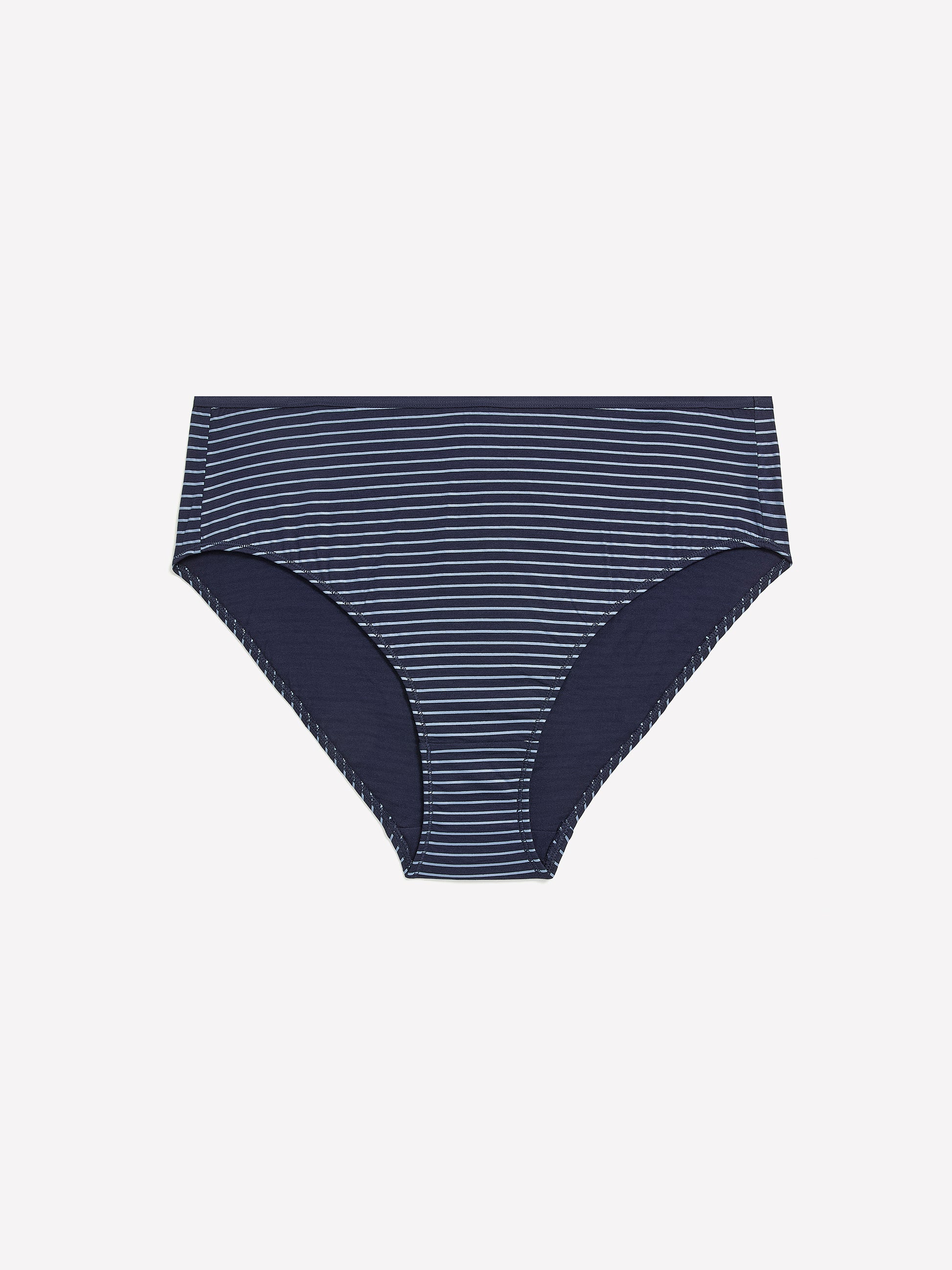 Navy Blue High-Cut Cotton Brief with Stripes - tiVOGLIO