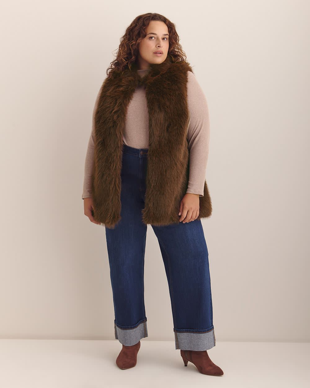 Plus Size Long Faux Fur Vest Women's Outerwear – Penningtons