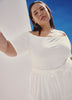 Off-Shoulder Ribbed Knit Fitted Top