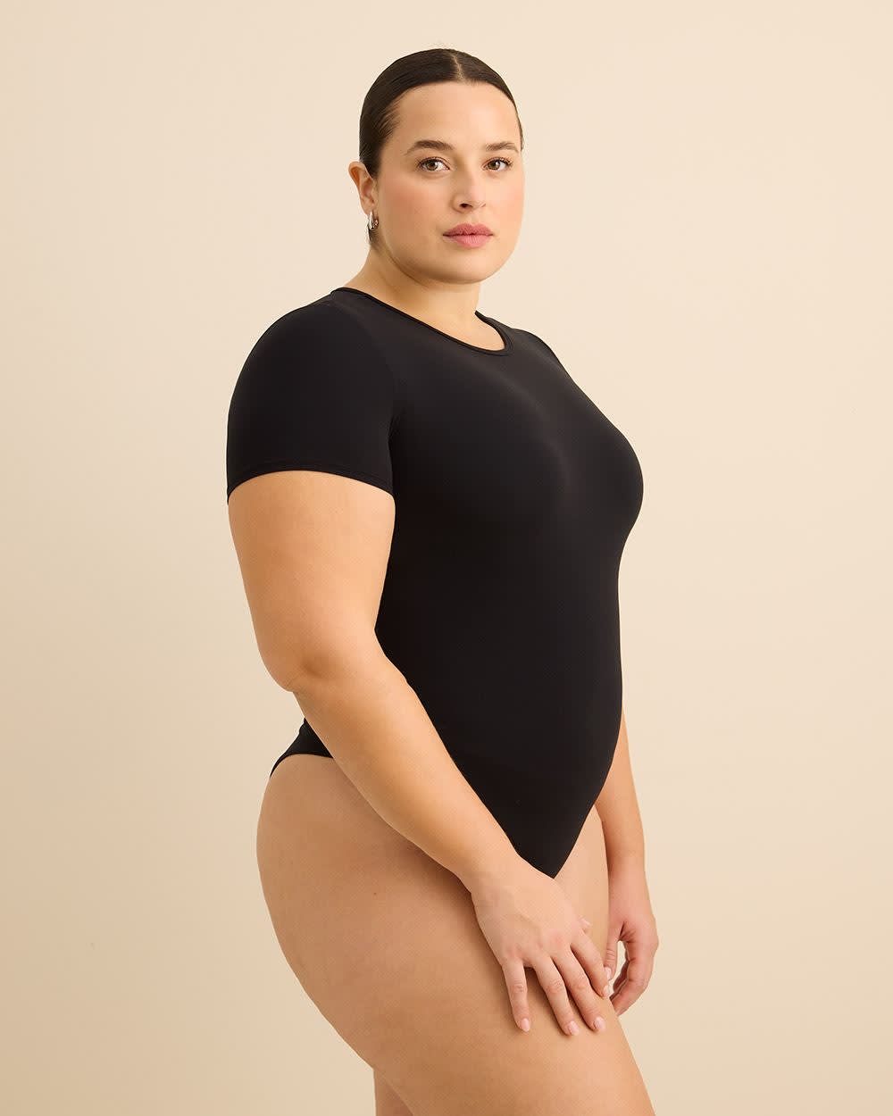 Cheeky Black Knit Short-Sleeve Bodysuit - ti Voglio