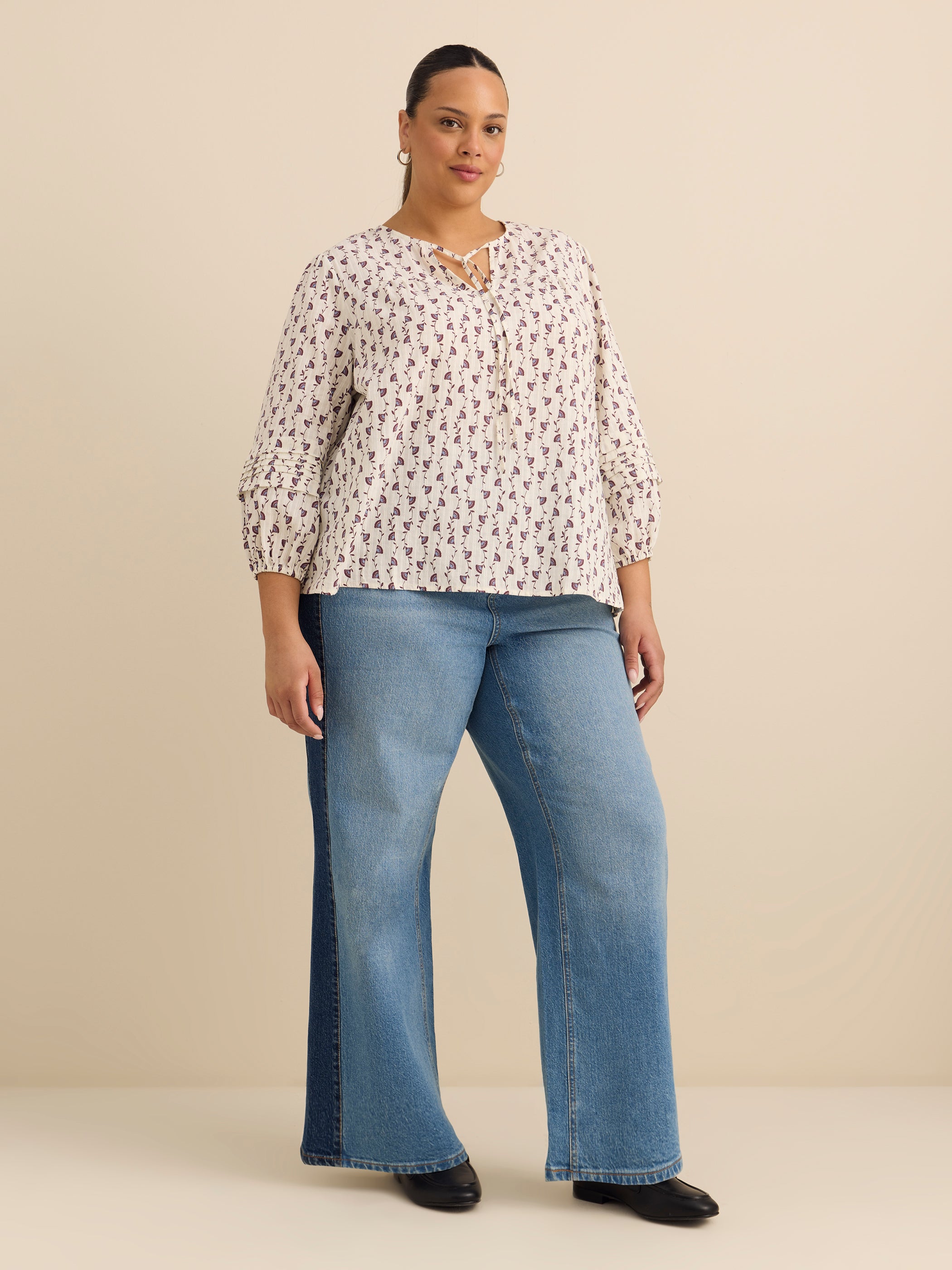 Cotton Blouse with Balloon Sleeves