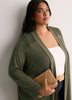 Responsible, Gray Leaf-Print Straight Tunic Cardigan