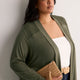 Responsible, Gray Leaf-Print Straight Tunic Cardigan