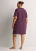 Responsible, Plum Striped Short-Sleeve Sleepshirt - tiVOGLIO