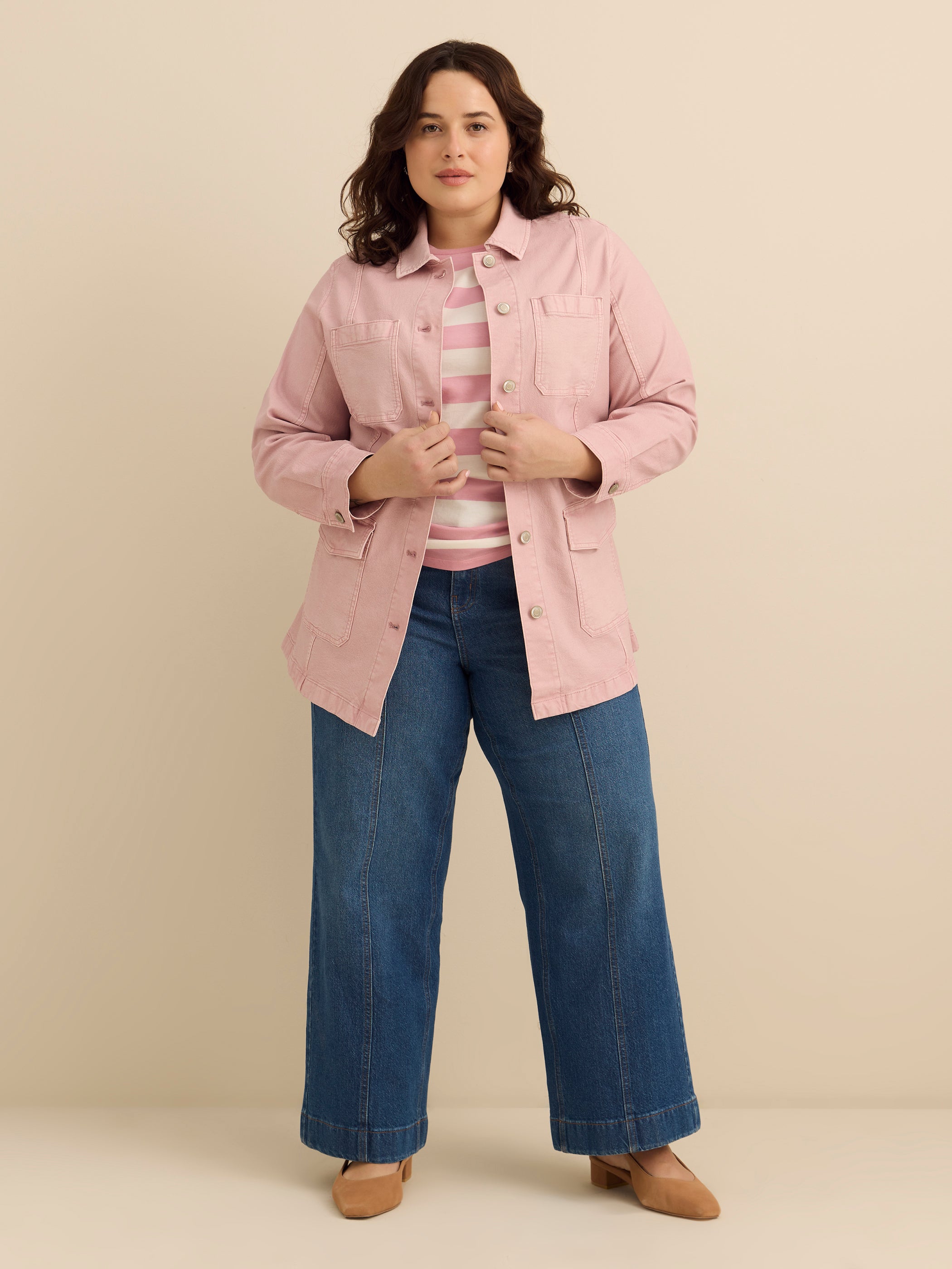 Veste safari lilas en mélange de coton