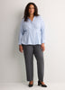 Soft Blue Textured Dropped-Shoulder Fit-and-Flare Shirt Blouse