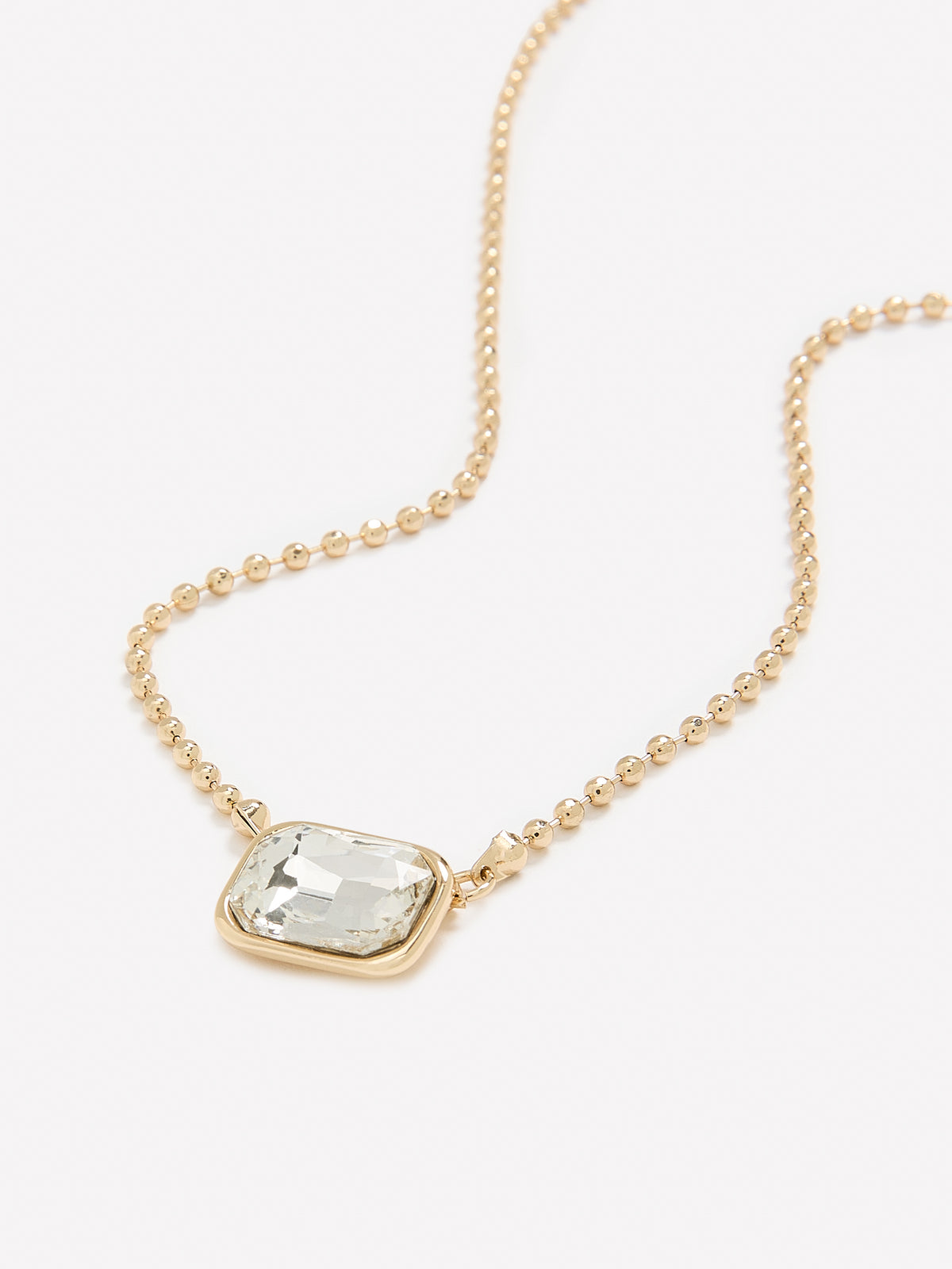 Short Golden Necklace with Square Stone
