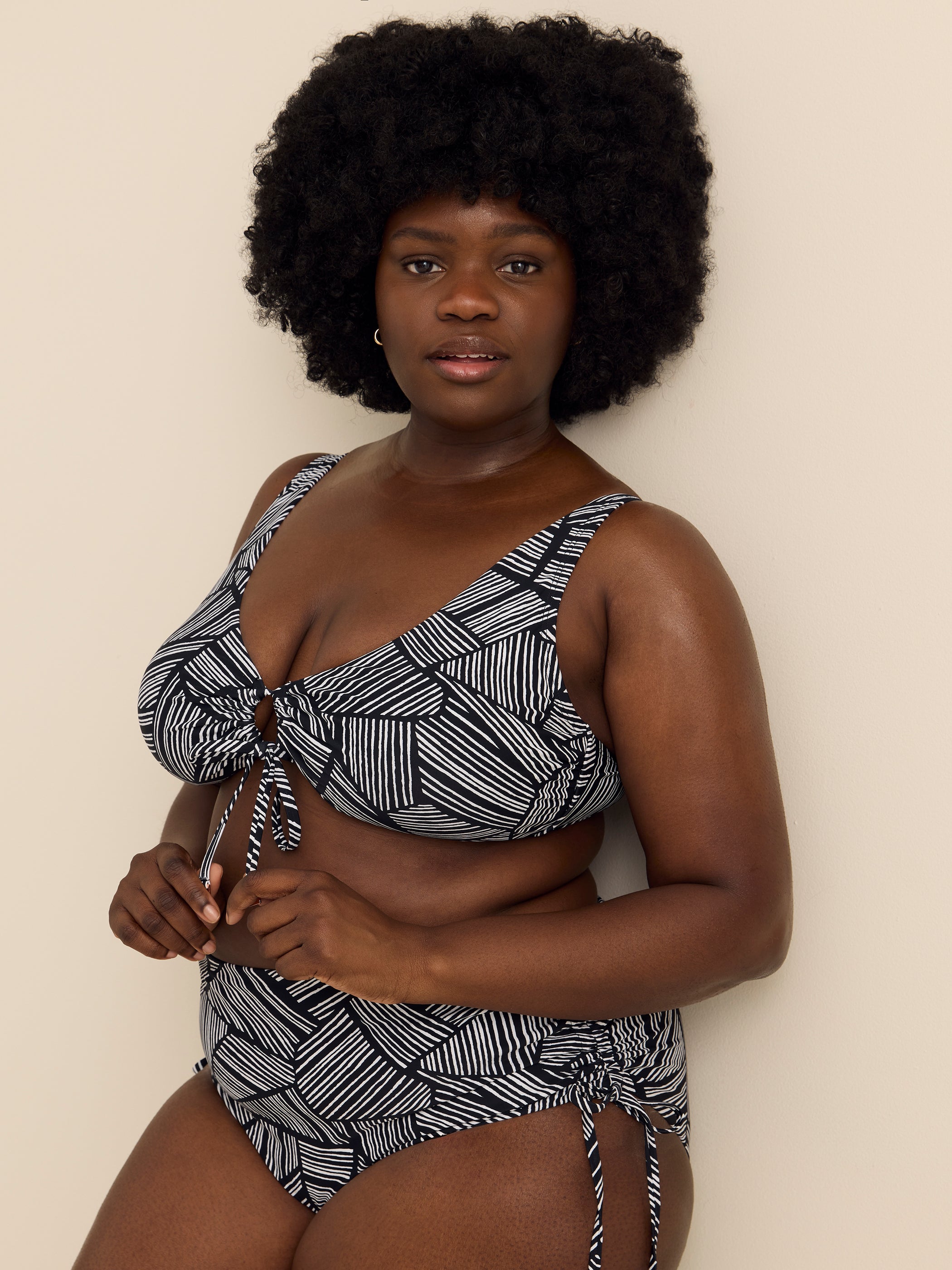 Haut de bikini noir Ronda à  motif géométrique - Raisins Curve