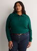 Loose Waffle Knit Tunic with Buttoned Collar