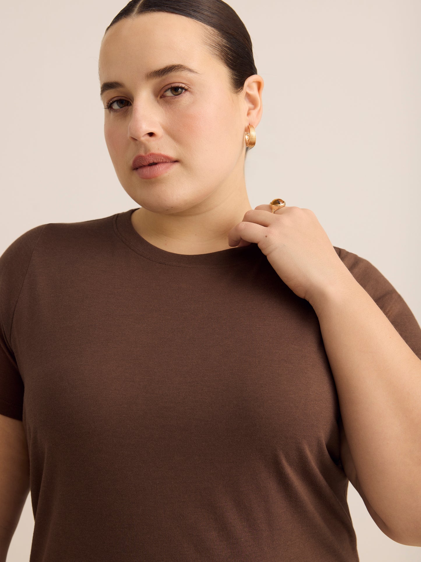 Crewneck Short-Sleeve Knit Top