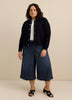 Neoprene Bomber Knit Top with Shirt Collar
