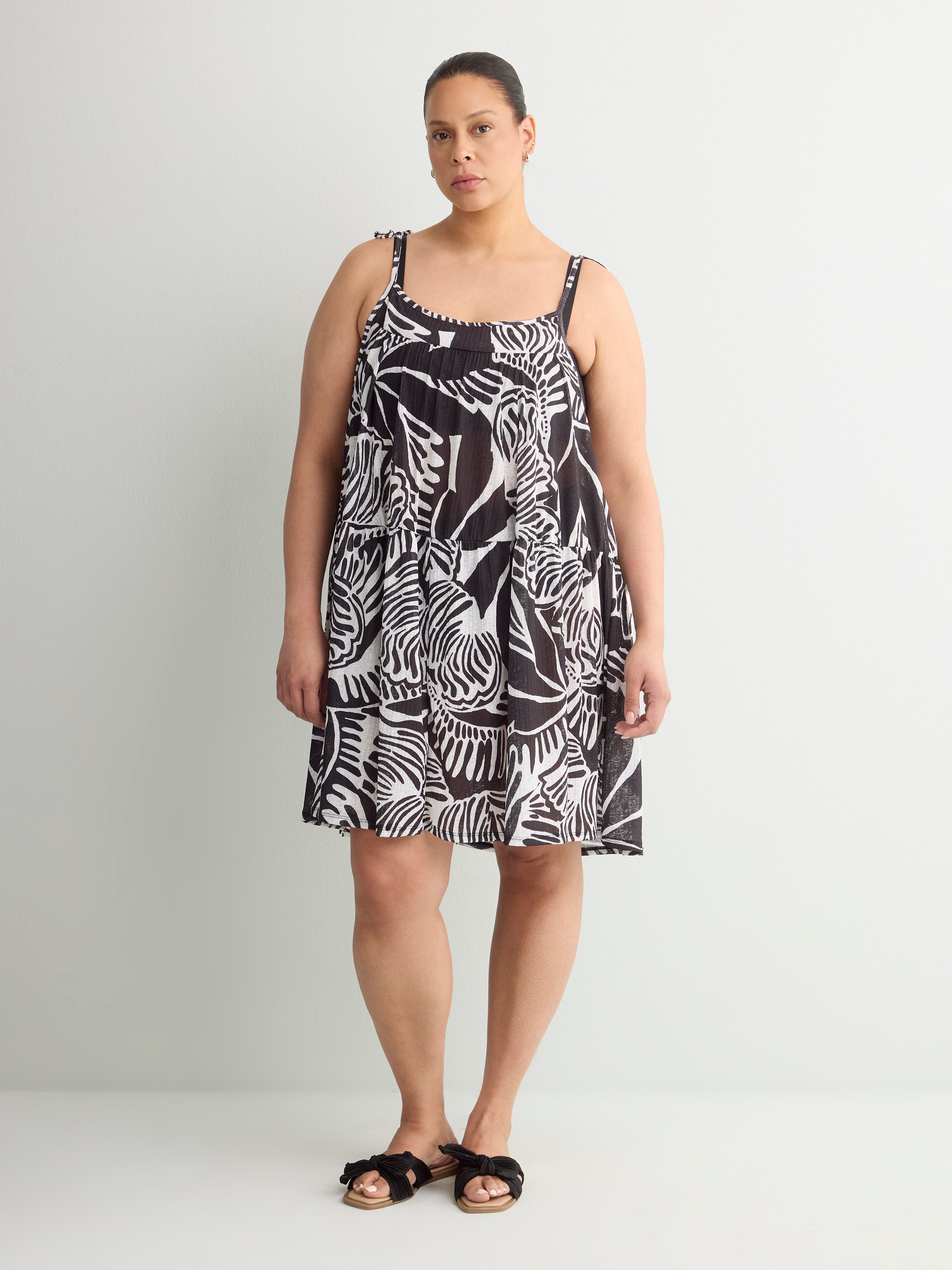 Pleated Sleeveless Onion-Skin Cover-Up Dress