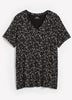 Responsible, Black Floral Modern-Fit V-Neck Short-Sleeve Tunic Top