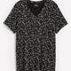 Responsible, Black Floral Modern-Fit V-Neck Short-Sleeve Tunic Top