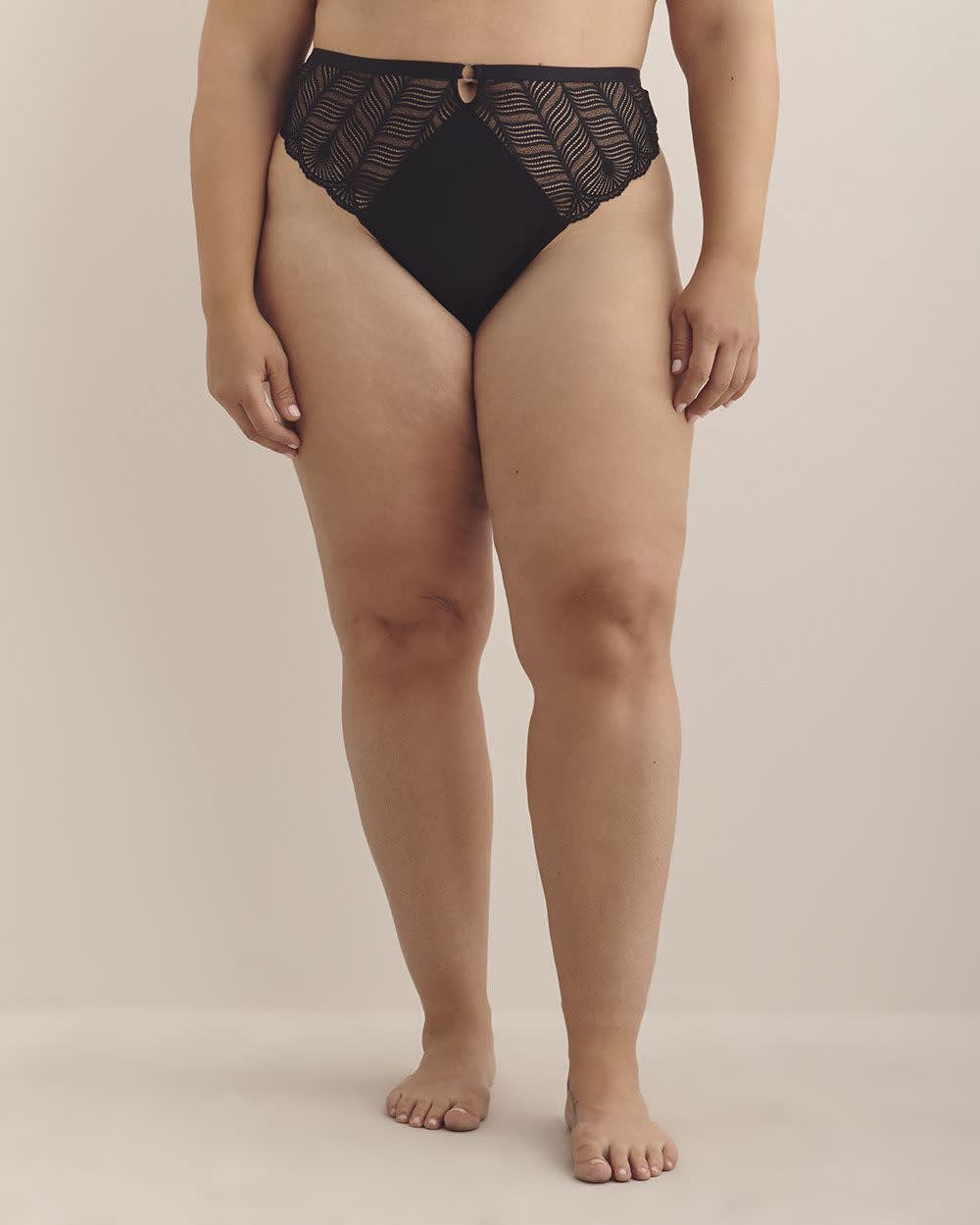 Culotte tanga en satin avec dentelle - Déesse Collection