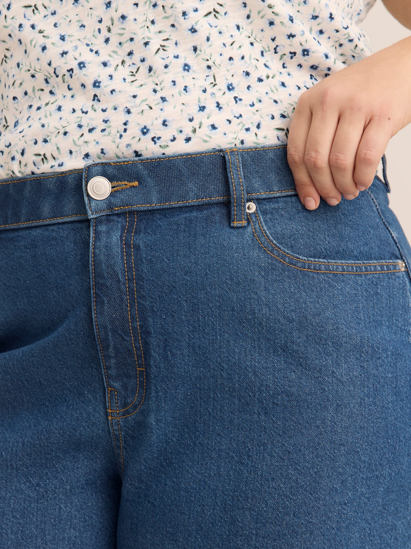 Curvy-Fit High-Rise Denim Shorts
