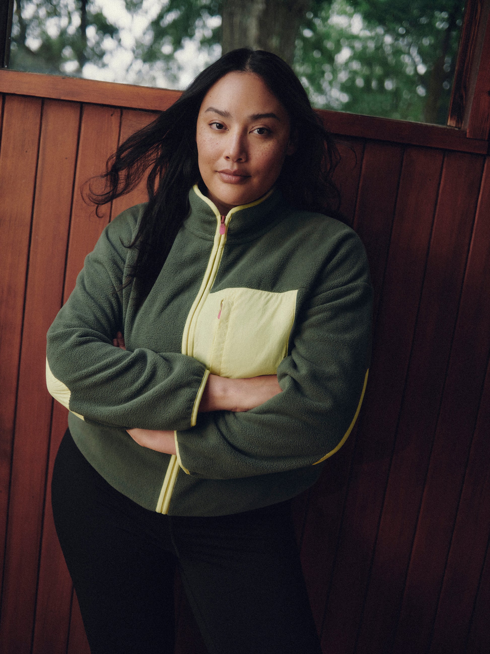 Short Polar Fleece Jacket with Contrast Trim - Active Zone